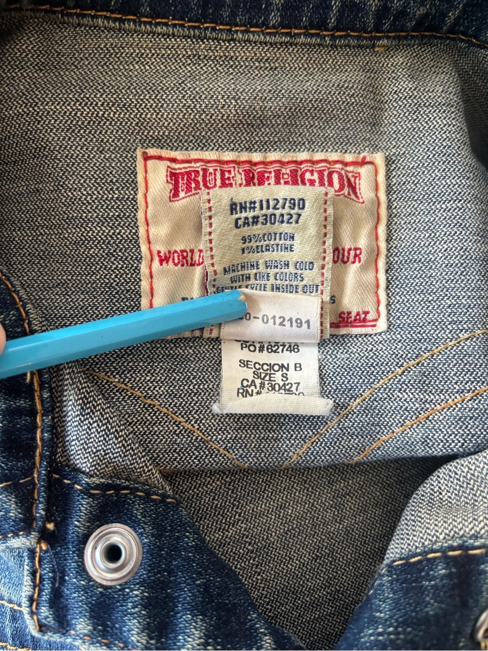 Vintage True Religion Denim Jacket Emily Womens S Y2K Trucker Western 2000s Crop - Picture 11 of 12